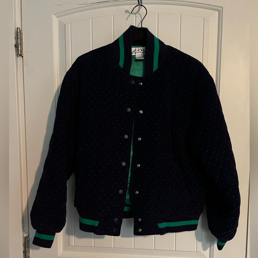 Vintage Izod Navy Blue and Green Jacket Size S